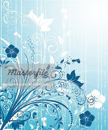 Grunge paint flower background with hibiscus, element for design, vector illustration