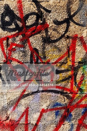 Image shows graffiti on a wall