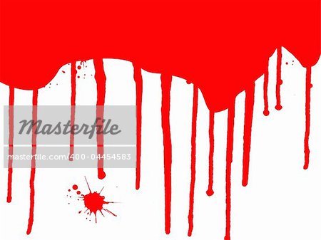 Blood Splats and Drips - running down over a white background