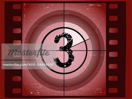 Old Red Scratched Film Countdown at No 3