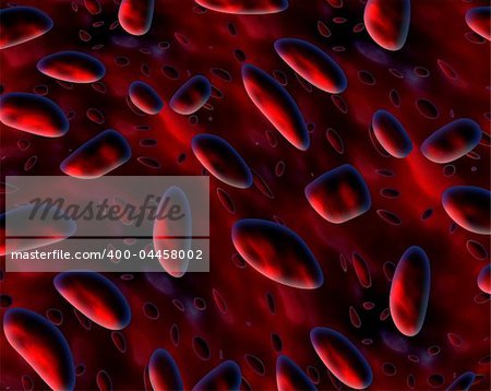 blood cells or germs floating around in an artery