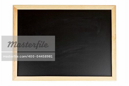 A empty black chalkboard isolated on white background. Path included