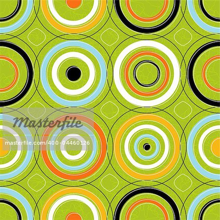 Seamless Retro-stylized Concentric Circles. Tileable, seamless easy-edit layered vector file.