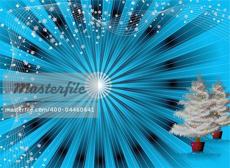 illustration of a christmas background on a radiating blue background