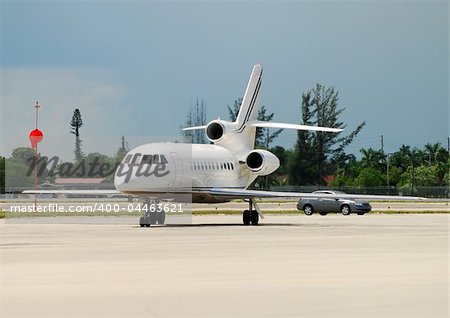 Parked private jet awaiting VIP passengers