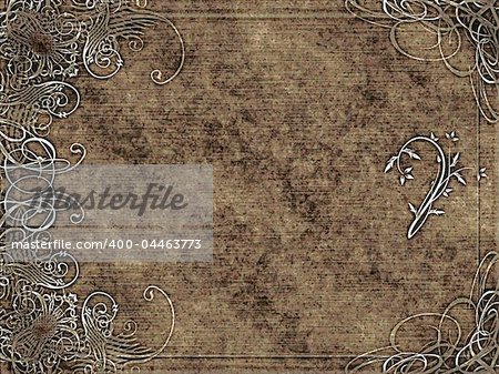 excellent swirling arabesque design printed on brown grunge background