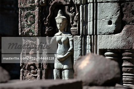 Statue carving on mandapa, Siem Reap, Cambodia