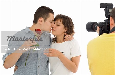 Photographer trying to capture the essence of love - isolated
