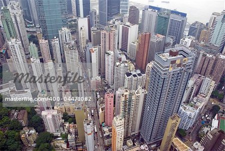 a view from a skyscraper of the busy city of Wan Chai Hong Kong