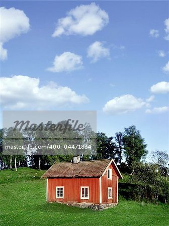 red wooden house