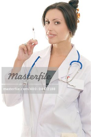 Female doctor holding a syringe - medicine, vaccination, diabetes, local anesthesia, etc.