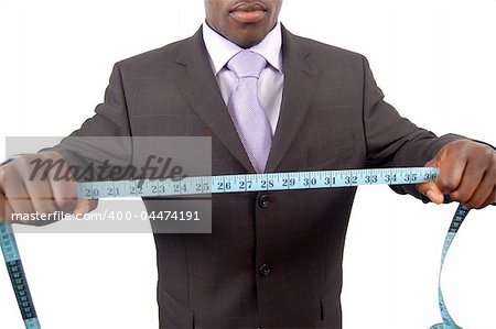This is an image of a man with a measuring tape.