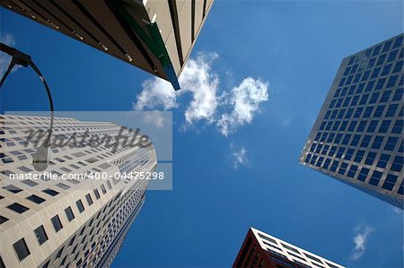 Corporate buildings with perspective on a sunny day.