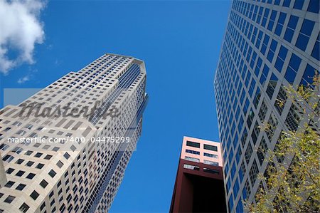 Buildings in a business district in perspective