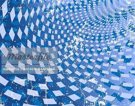 Abstract editable vector background of blue diamond shapes with grunge on a separate layer