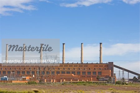 Old Coal power station with smoke stacks