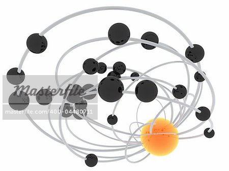 3d rendered illustration of balls and lines