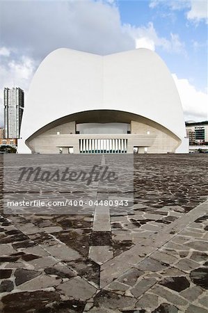 Perspective of an odd building located in Tenerife, Canary islands, Spain.