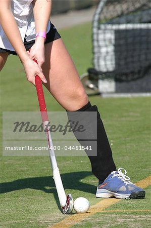 close-up of outdoor hockey player in action