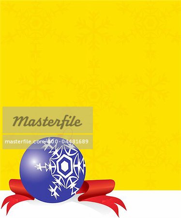 Christmas card with a blue ball  (vector)