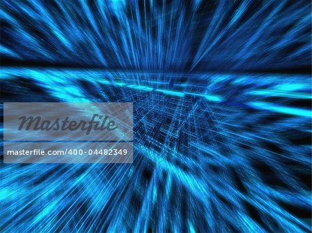 3d rendered illustration of a blue abstract matrix