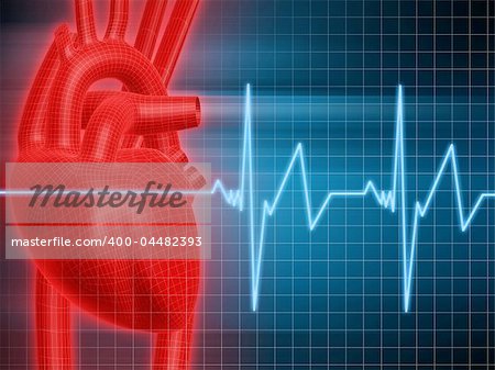 3d rendered illustration of a human heart with a heartbeat