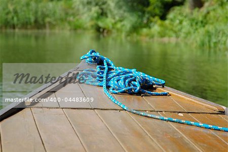 Blue line on floating boat