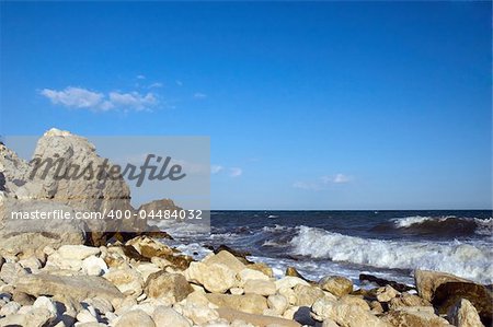 rocks at the sea coast. copy space.