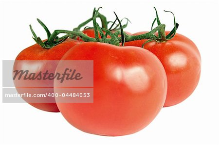 Juicy red tomatoes isolated on white background