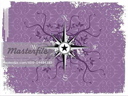 Vector illustration of compass on grunge background