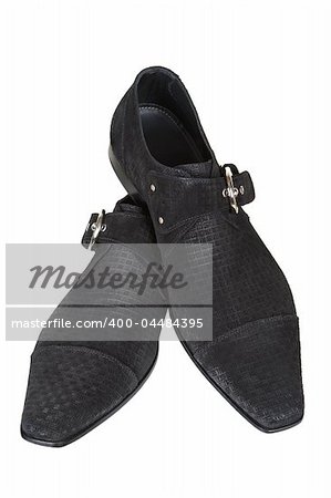 Man's suede low shoes on a white background