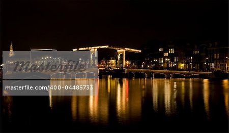 The Magere Brug at night in Amsterdam