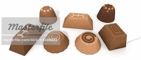 a 3d render of some chocolate pralines