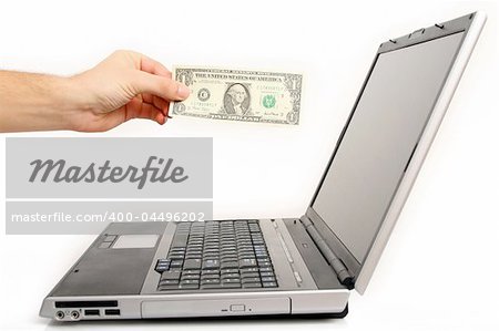 the hand is paying for shoping online