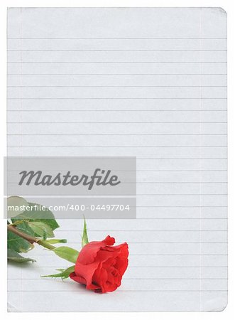 blank love letter isolated on pure white background, photo inside is my property