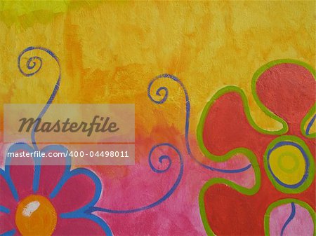 Detail of a urban graffiti with a colorful flower