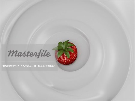 3d rendered illustration of white cream with a strawberry