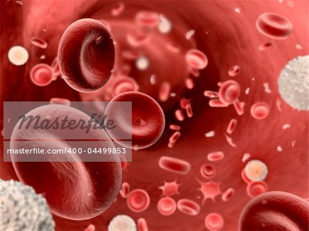 3d rendered illustration of an artery with streaming blood