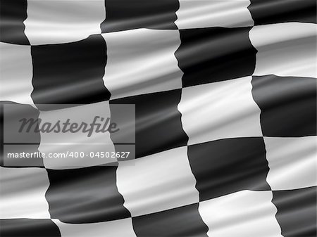 balck and white checkered racing flag waiving detail
