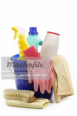 Cleaning Equipment on bright Background