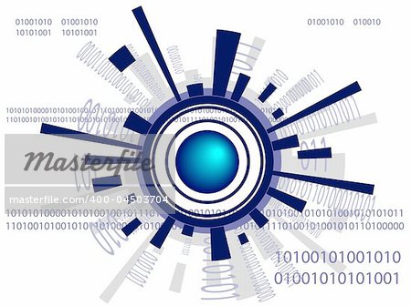 Vector - Futuristic globe with binary codes - ones and zeros.