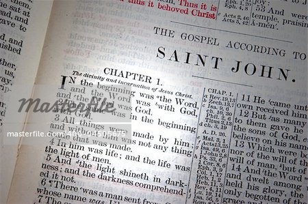 A bible opened to John Chapter one.