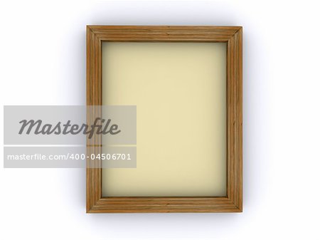 An empty canvas frame on white background - 3d render