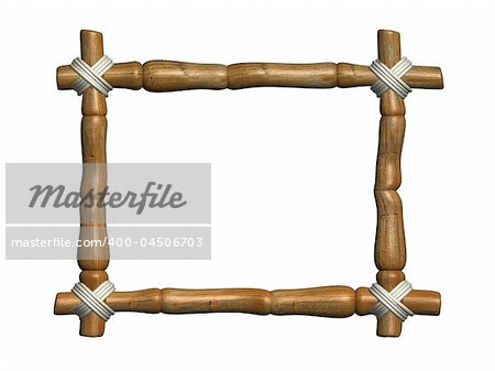 A frame by bounded wood branch isolated on white background - 3d render