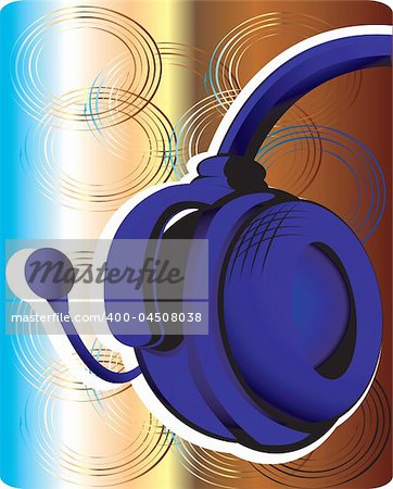 Blue head phone on abstractive  background