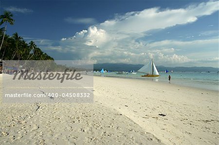 fine white sand of white beach, boracay in the philippines