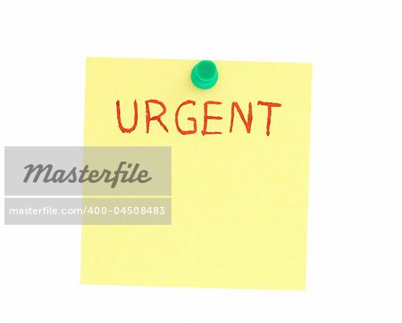 urgent post-it isolated on pure white background