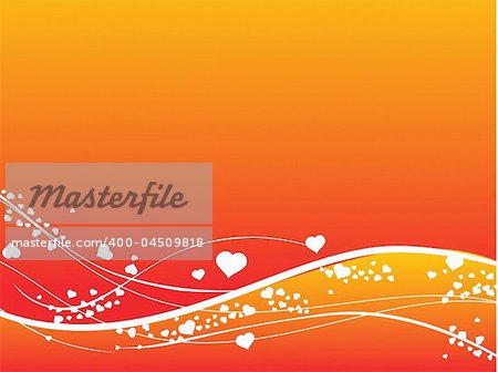 Valentines Day background with Hearts, flower and wave, element for design, vector illustration