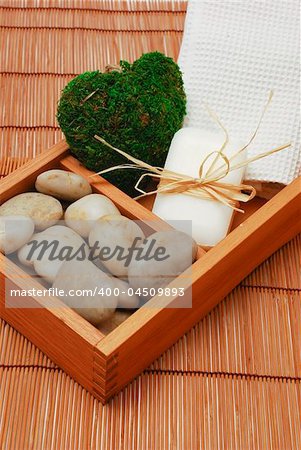 Accessories for wellness, spa or relaxing bath and Soap - accessory of weakening and improving procedures of pleasure therapys - Zen composition