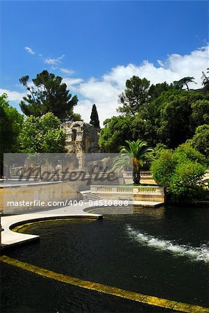 Park Jardin de la Fontaine in city of Nimes in southern France